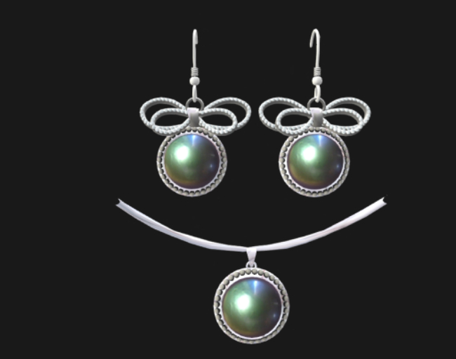 Bayou Magic Green Pearl Earring & Pendant Set