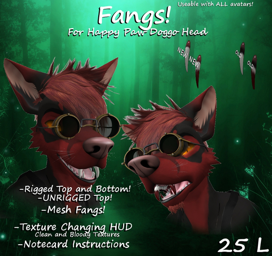 Fangs for Happy Paw Doggo Head