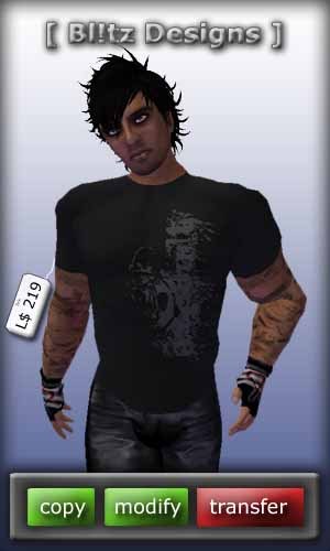 [Bl!tz Designs]Black Grey Print Shirt