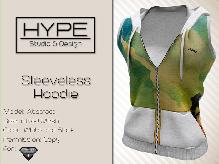 [ HYPE ] Abstract 03 Sleeveless Hoodie - Fitted Mesh