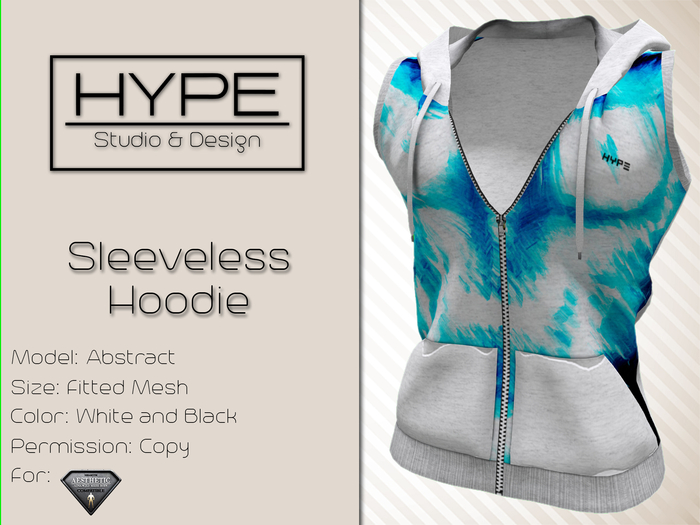 [ HYPE ] Abstract 04 Sleeveless Hoodie - Fitted Mesh