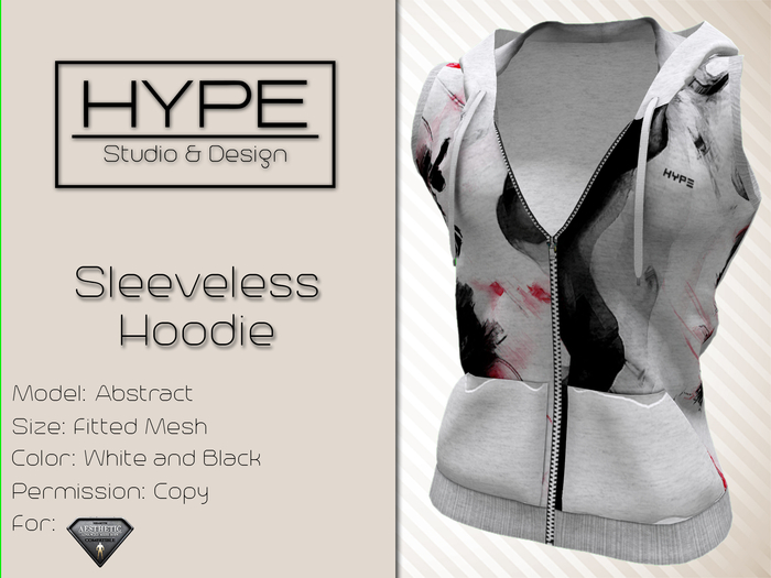 [ HYPE ] Abstract 06 Sleeveless Hoodie - Fitted Mesh