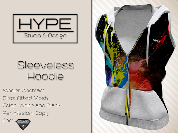 [ HYPE ] Abstract 07 Sleeveless Hoodie - Fitted Mesh