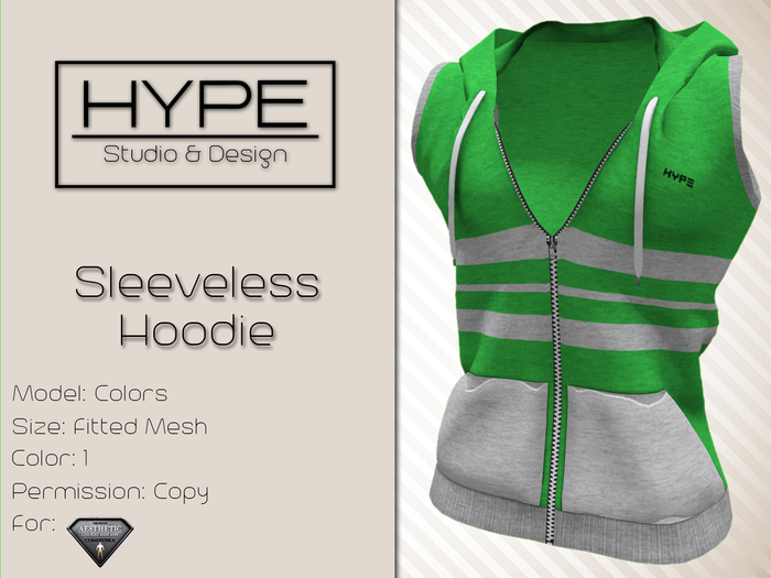 [ HYPE ] Green Sleeveless Hoodie - Fitted Mesh