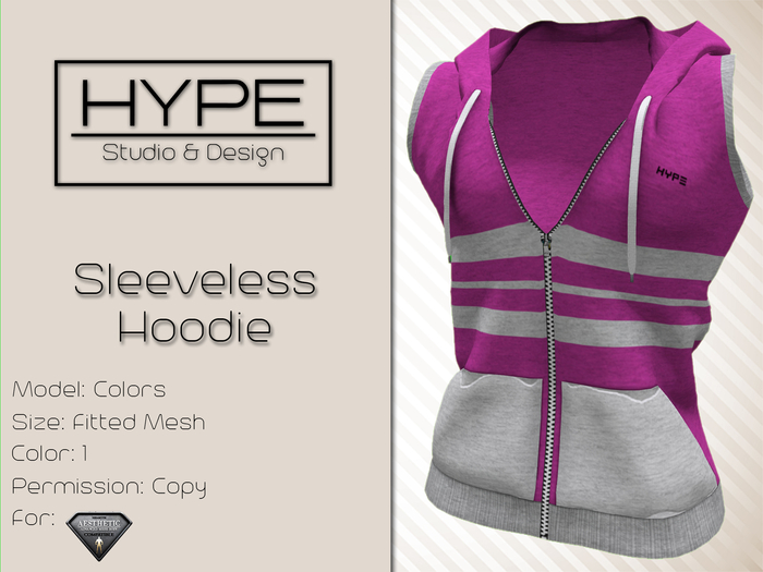 [ HYPE ] Pink Sleeveless Hoodie - Fitted Mesh