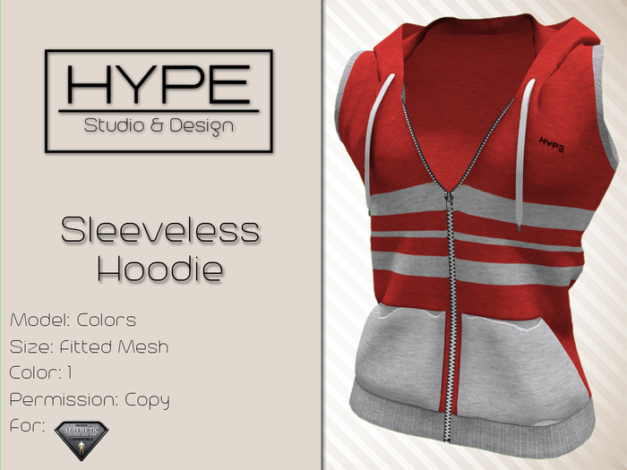 [ HYPE ] Red Sleeveless Hoodie - Fitted Mesh