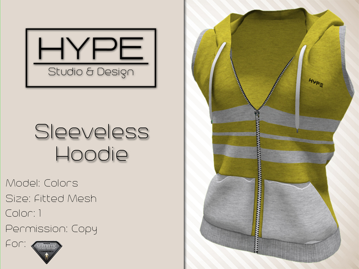 [ HYPE ] Yellow Sleeveless Hoodie - Fitted Mesh