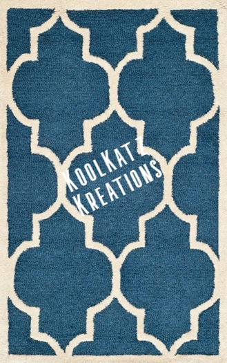 { KoolKatz Kreations } Rug (boxed )- Morrocan Wool Blue