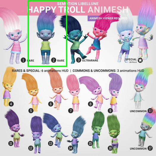 SEmotion Libellune Happy Troll Animesh #2 RARE