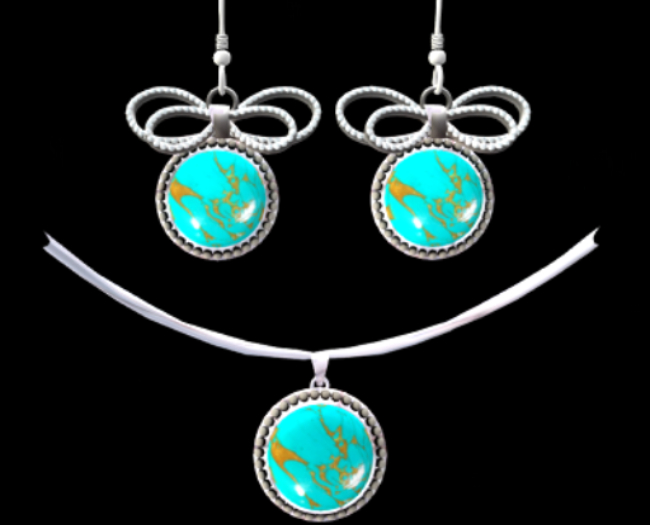 Bayou  Magic Turquoise Earring & Pendant set