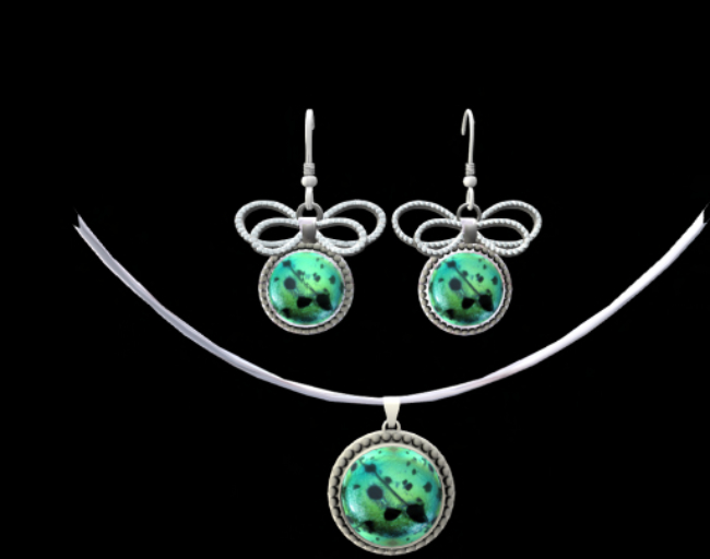 Bayou Magic Green Rutilated Quartz Earring & Pendant set