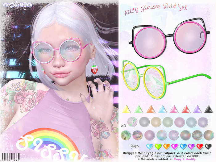 [ bubble ] Kitty Glasses - Vivid Set