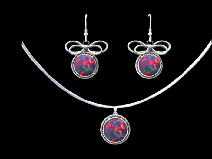 Bayou Magic Fire Opal Earring & Pendant Set