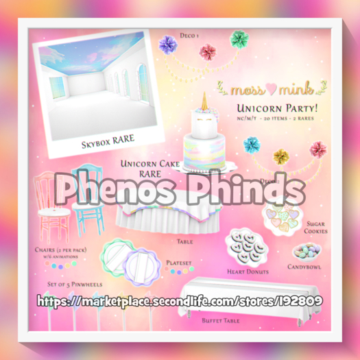 {moss&mink} Unicorn Party - Chair Set (2 pack) - Pink
