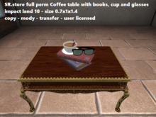 SR.store full perm Coffee table with books, cup and glasses