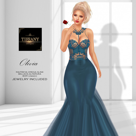 ::TD:: Olivia Gown with Appliers ~ Blue