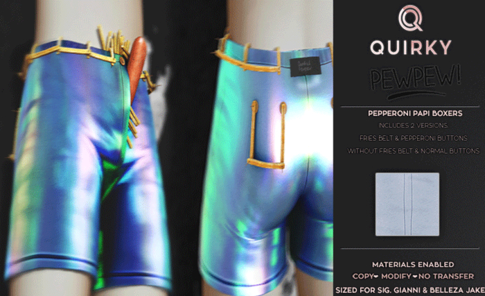 .Quirky. & Pewpew! Pepperoni Papi Boxers - Blue