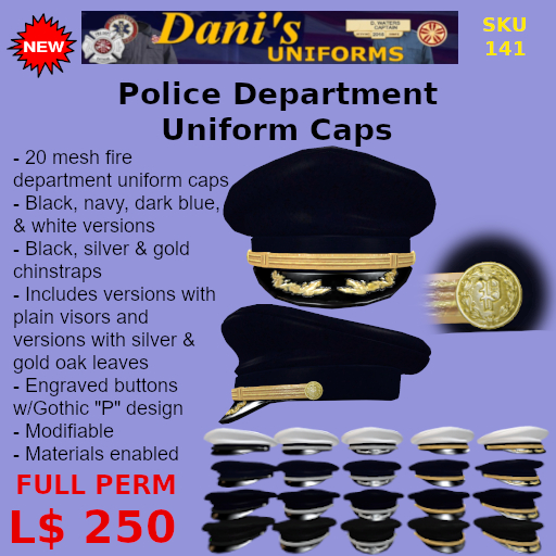 Police Department Uniform Caps FULL PERM