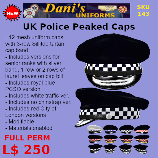 143 UK Police Peaked Caps (BAG)