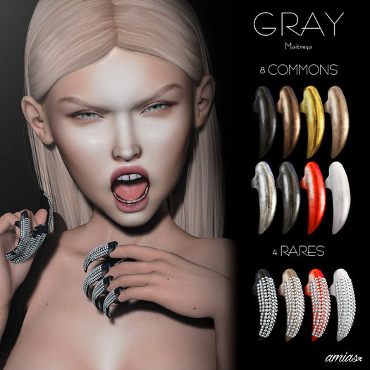 amias - GRAY nails - white COMMON - !REZ ME!