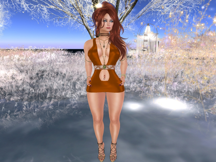 *Promo* Para's Plunge MiniDress for Maitreya- OrangeGold