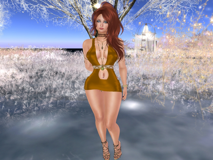 *Promo* Para's Plunge MiniDress for Maitreya- HoneyGold