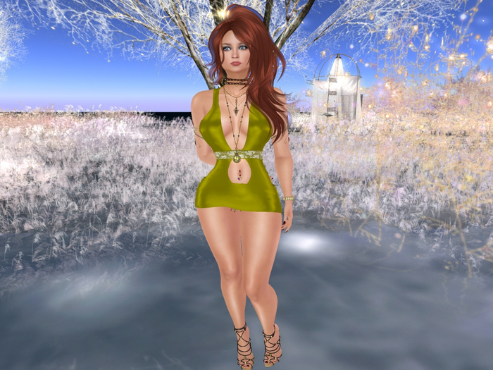 *Promo* Para's Plunge MiniDress for Maitreya- GreenGold