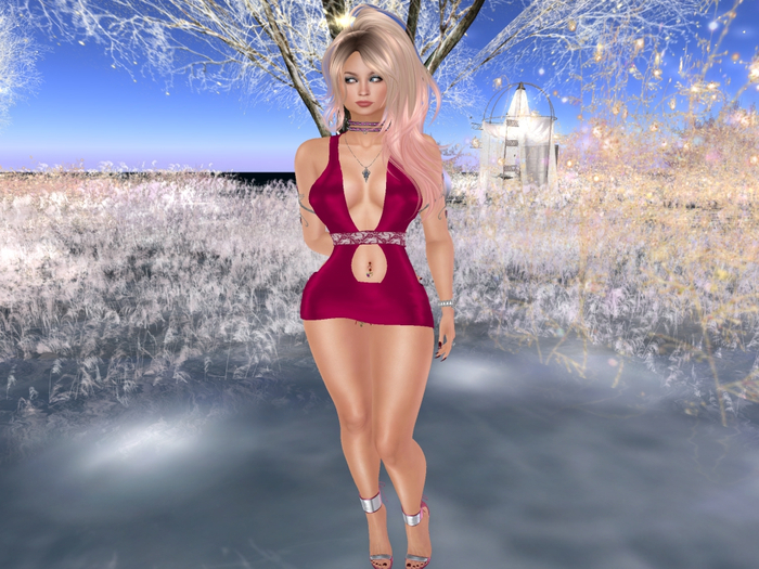 *Promo* Para's Plunge MiniDress for Maitreya- DarkFuchsia