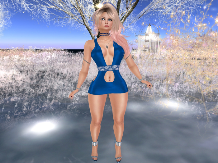 Para's Plunge MiniDress for Maitreya- LightBlue