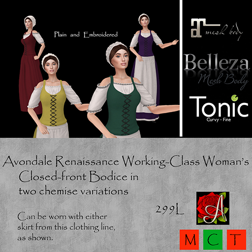Avondale Renaissance Working Class Woman Closed Bodice (boxed)
