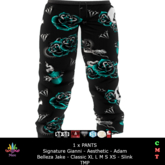 MERC - PANTS  - Skull Roses TEAL - Most Fits Mens
