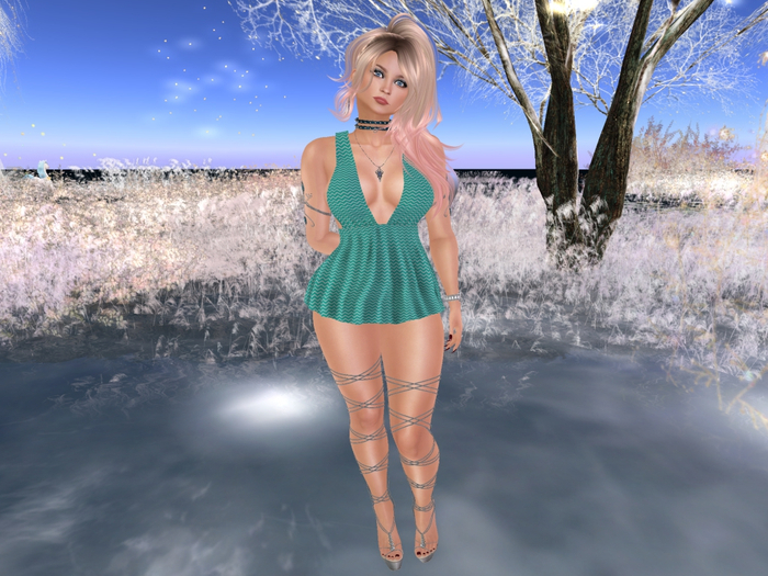 Para's Babydoll dress for Maitreya - Zigzag Turquoise & Silver