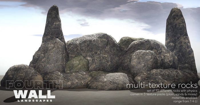 Second Life Marketplace - [FOURTH WALL] Multi-Texture Rocks Pack
