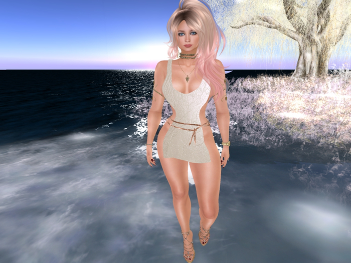 Para's Open tunic for Maitreya - White Leather w/SpecialLight