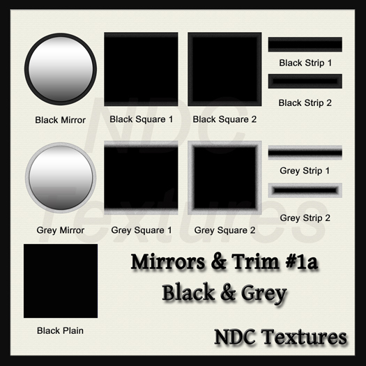 NDC Textures: Mirrors & Trim #1a - Black & Grey