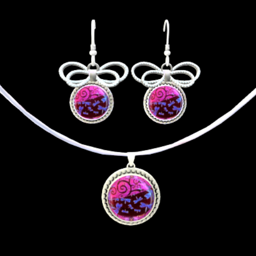 Bayou Magic Purple Dragonflies Earring & Pendant set