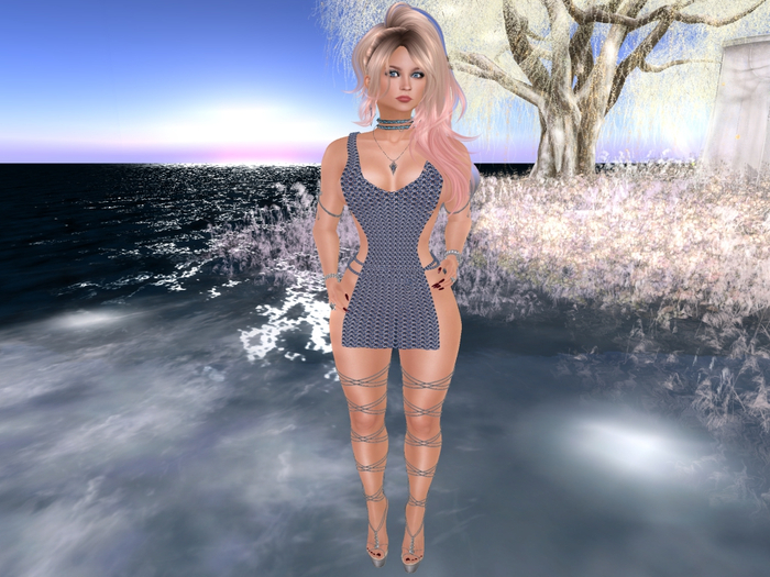 Para's Open tunic for Maitreya - Chain Maille - Blue