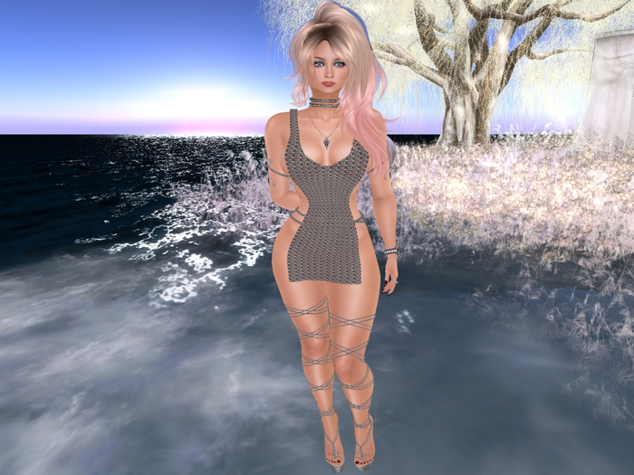 Para's Open tunic for Maitreya - Chain Maille - Silver
