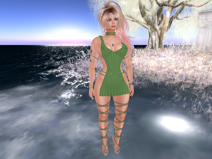 Para's Open tunic for Maitreya - Chain Maille - Lemon (Lime)