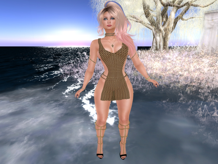 Para's Open tunic for Maitreya - Chain Maille - Brass