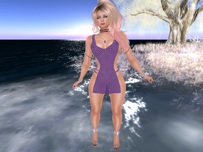 Para's Open tunic for Maitreya - Chain Maille - Purple