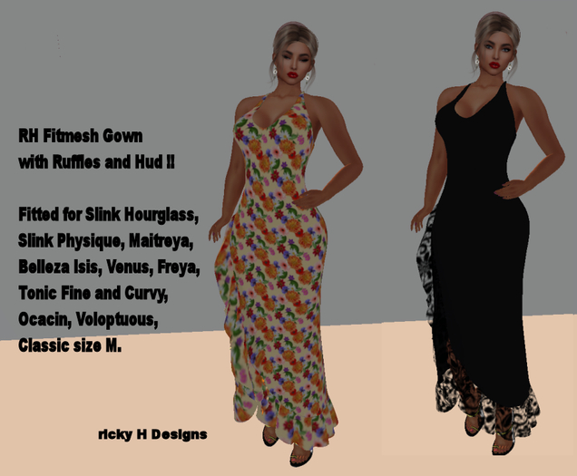 RH Fitmesh Ruffled Gown +Hud