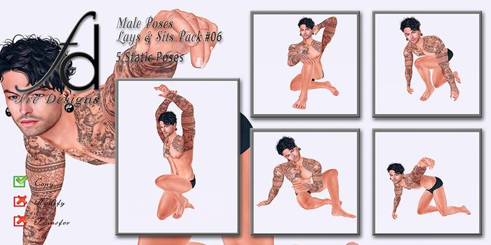 Fre Designs Male Poses Lays & Sits Pack #006