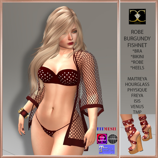 ROBE BURGUNDY FISHNET