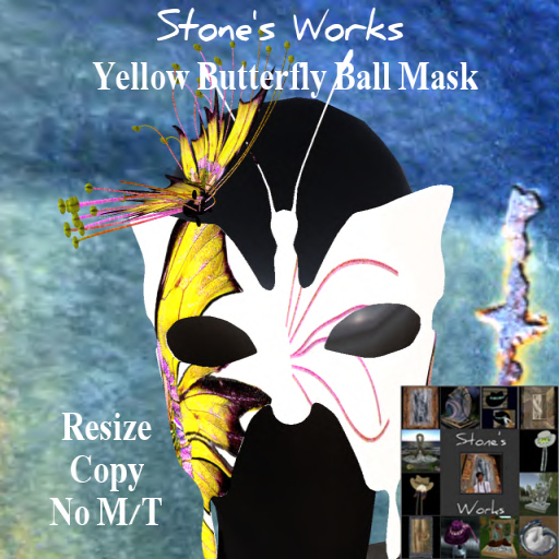 Butterfly Ball Mask Yellow  Stone's Works