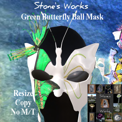 Butterfly Ball Mask Green Stone's Works
