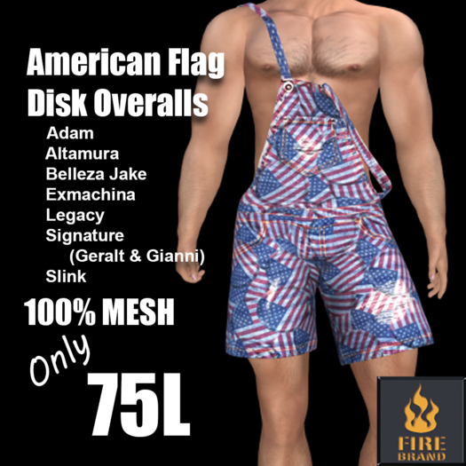 [Fire Brand] DEMO American Flag Disk Overalls