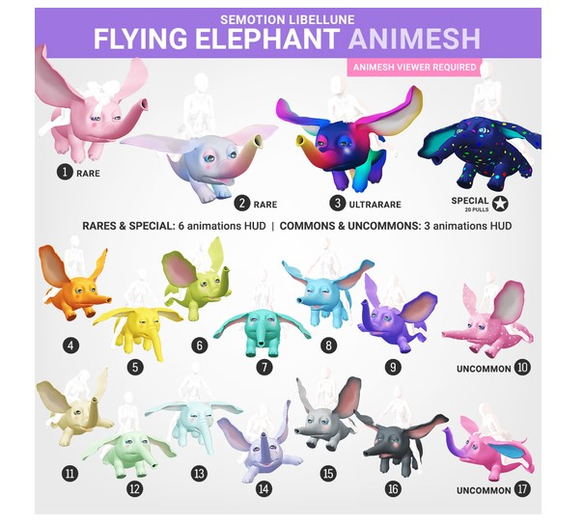 SEmotion Libellune Flying Elephant Animesh #2 RARE