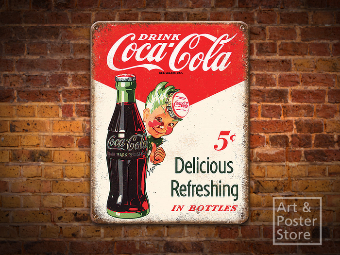 Delicious Refreshing | Rusty Vintage Metal Sign Ad Poster