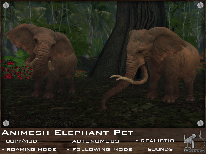 FaceDesk - Animesh Elephant Pet - Roaming, following, autonomous